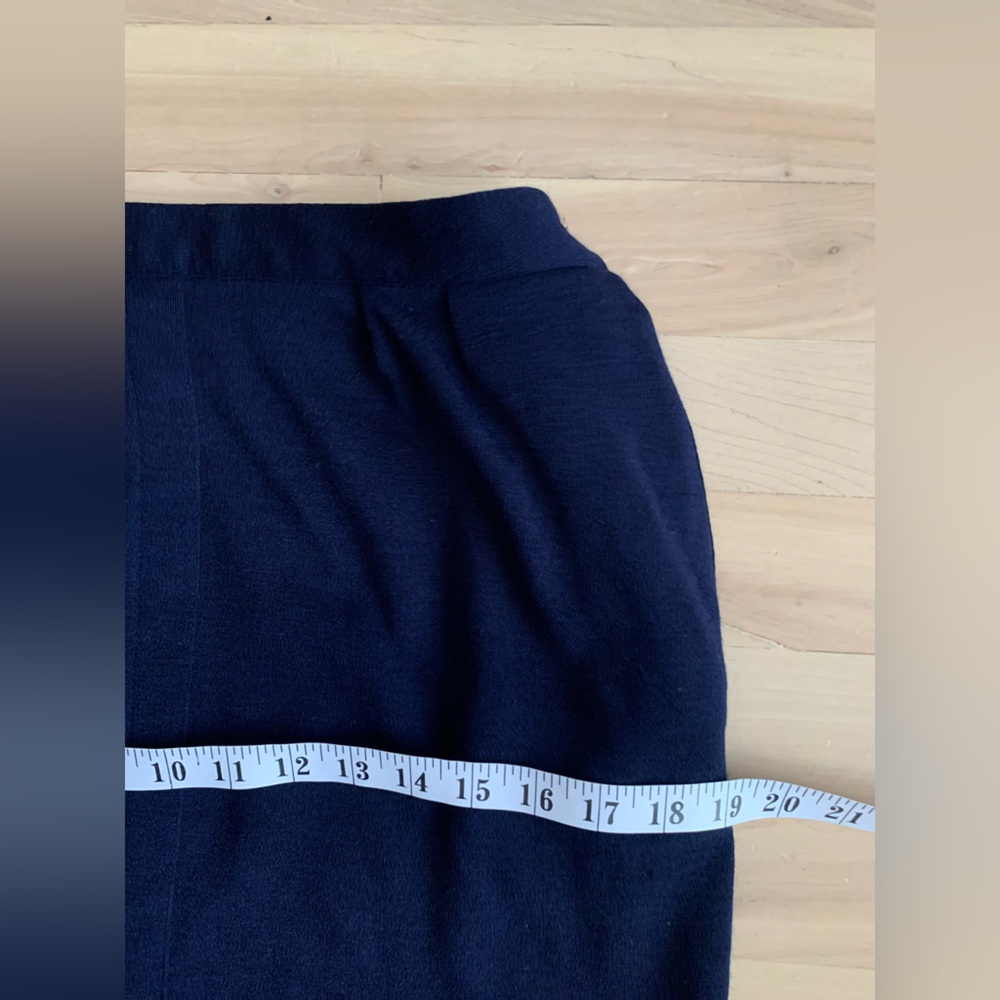 ALFRED SUNG - Navy Wool Pencil Skirt Midi Minimalist Tailored Designer - Picture 8 of 10